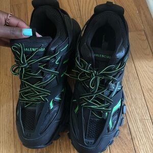 Balenciaga Black Sneakers with Neon Green Details